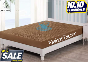 Quilted waterproof Mattress Cover - Brown